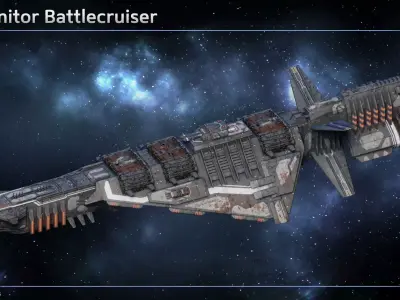 Spaceship Progenitor Battlecruiser Low-poly 3D model