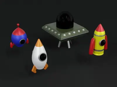Spaceship pack  Low-poly 3D model