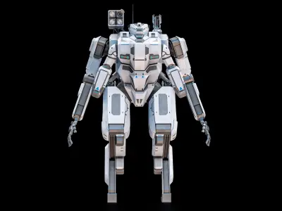  Sci-Fi Combat Mech Exoskeleton Suit - Winter Snow PBR 