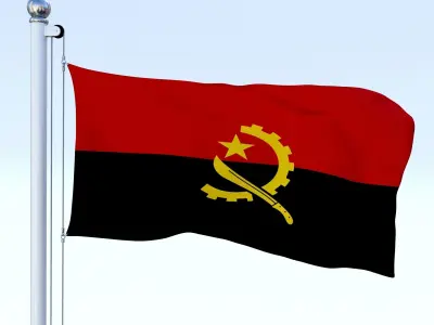 Animated Angola Flag Low-poly 3D model