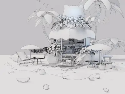 Stylized Tropical Island 3D model