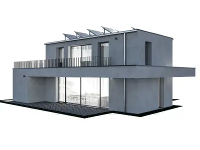 Modern house 28 at night 3D model