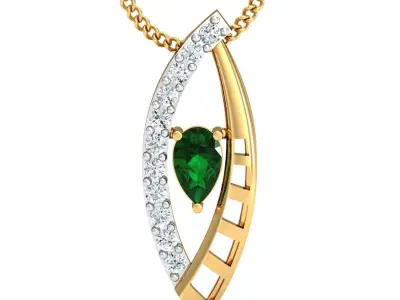 Pear Diamond Pendant 3dm STL FBX OBJ Render Details 3D print model