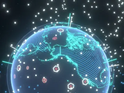 Animated Hologram Planet Earth No 3 Sci-Fi 3D Model Low-poly 3D model