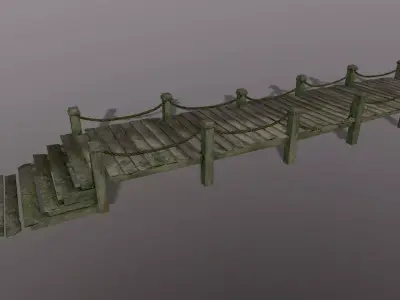 wooden pier  Low-poly 3D model