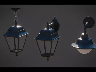 Wall Lamps Low-poly 3D model purchase
