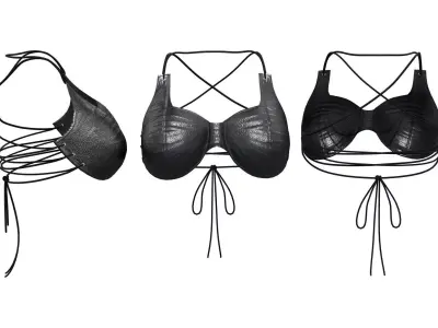 Leather Bra Top Low-poly 3D model