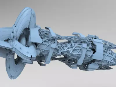 Floating cyberpunk gravity base 3D model