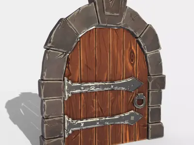 stylized door Low-poly 3D model