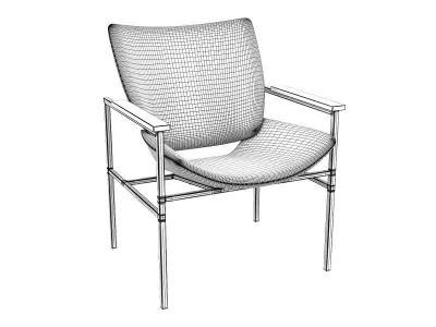 Shell Square Armlounge Upholstered 3D model