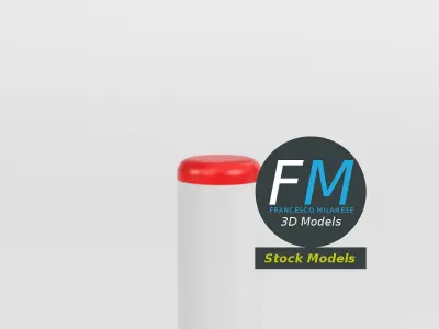 Concrete bollard with pole 2 3D model