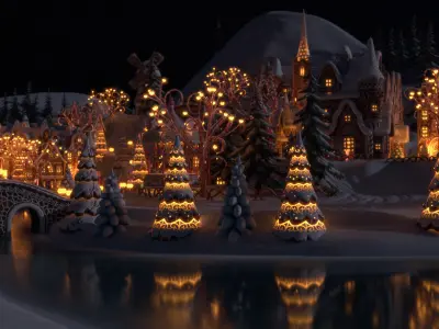 Gingerbread Village Low-poly 3D model