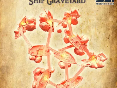 Modular Ship Graveyard Tabletop Terrain 28 MM 3D print model