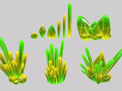 Crystal Set plant Low-poly 3D model