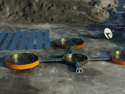 Moon Martian base 3D model Low-poly 3D model