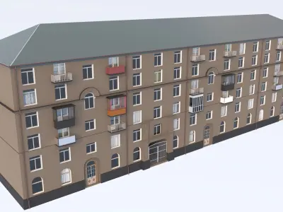 Panel house for the European Street 6 Low-poly 3D model