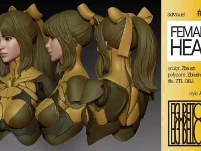 Female Anime Head 4-Eve 3D model