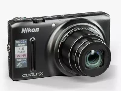 Nikon Coolpix S9500 compact digital camera Low-poly 3D model