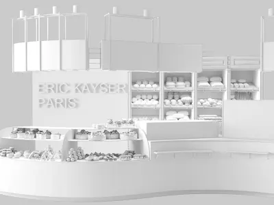Designer cafe-confectionery with desserts and coffee machine 3D model
