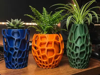 Voronoi Geometric Planter - Modern 3D Printed Flower Pot  Free 3D print model