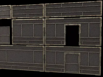  Wall fence - modular Sci fi  Low-poly 3D model