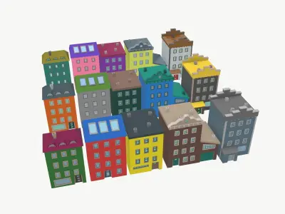 LowPoly Houses Pack03 Low-poly 3D model
