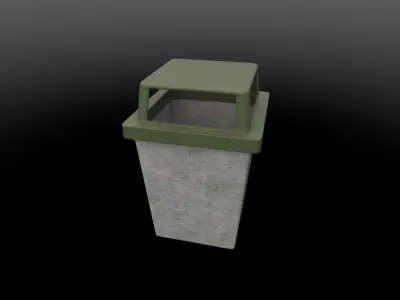 Cement Dustbin Low-poly 3D model