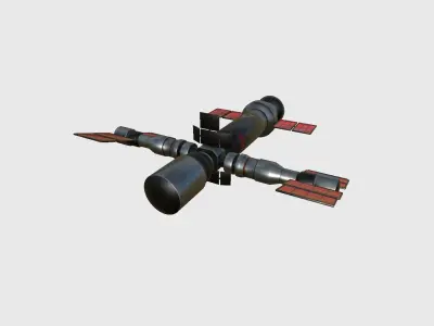 Satellite F04 Steel Red - SciFi Space Design Low-poly 3D model