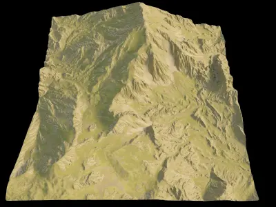 snowy mountains with steep slopes Low-poly 3D model