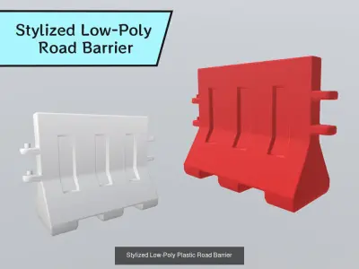 Stylized Low-Poly Road Barrier Collection 3D Model Pack