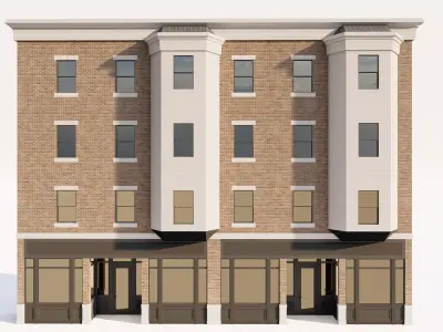 Urban Street Scene Unit - Classical Shops and Apartments 3D model