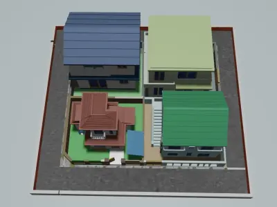MODEL HOUSE COMBO Low-poly 3D model
