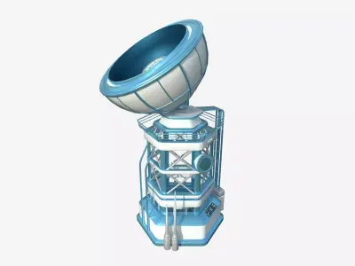 SciFi Antenna Tower A01 White Blue - Sci Fi Exterior Design Low-poly 3D model