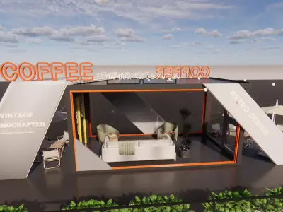 Container coffee shop-11 3D model