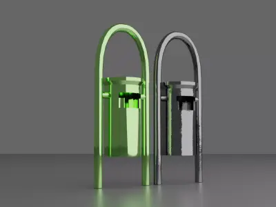 Trashbin pair of vending machines Low-poly 3D model