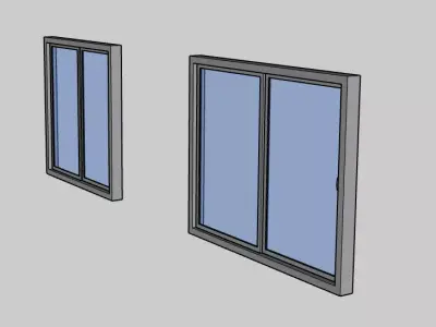 Modern Sliding Window  Minimal Frame  2 Sizes 120x120 120x150 cm Low-poly 3D model