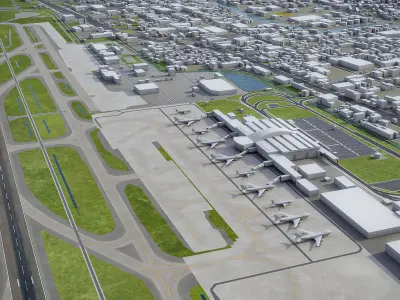 Fukuoka - Airport - FUK Low-poly 3D model