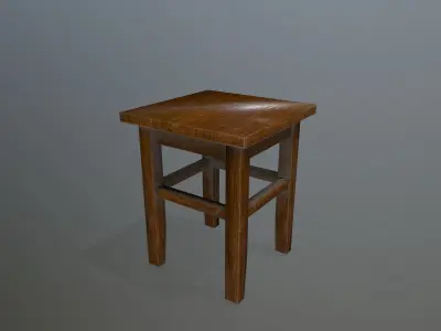 Footstool wooden table Low-poly 3D model