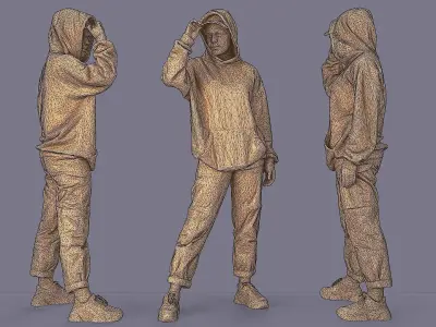 Wide Stance Gaze Girl in Casual Hoodie Jeans Joggers and Cap 3D model