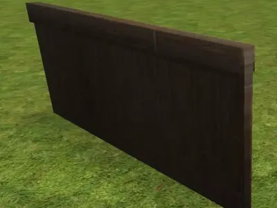 Fence wooden in grass Low-poly 3D model