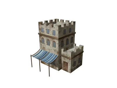Middle Eastern Style Building - PBR Game Ready Low-poly 3D model get