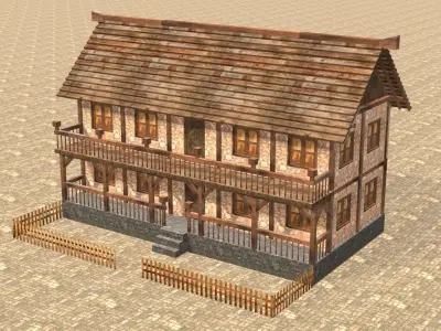 Medieval house fourteen 2 Low-poly 3D model