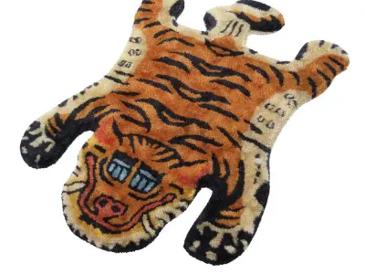 Vintage Tibetan Tiger Rug 3D model