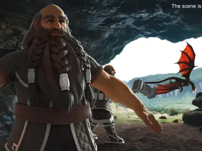  Game Dwarf Character Rigged for Cinema 4D 