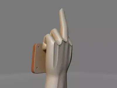 Wooden Middle Finger Hand on Plaque 3D print model