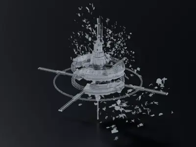 Space Station and Debris 3D model