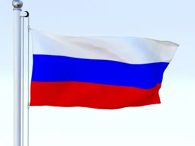 Animated Russia Flag Low-poly 3D model