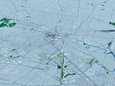 Houston with terrain 3D model