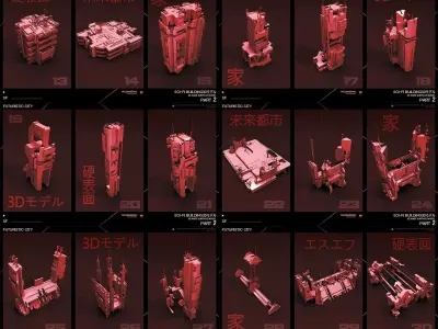 FUTURISTIC CITY Sci-Fi Buildings 3D V2 3D model