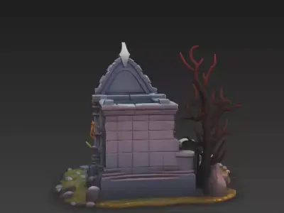 Haunted Crypt 3D Model - Stylized Gothic Graveyard Environment  3D model